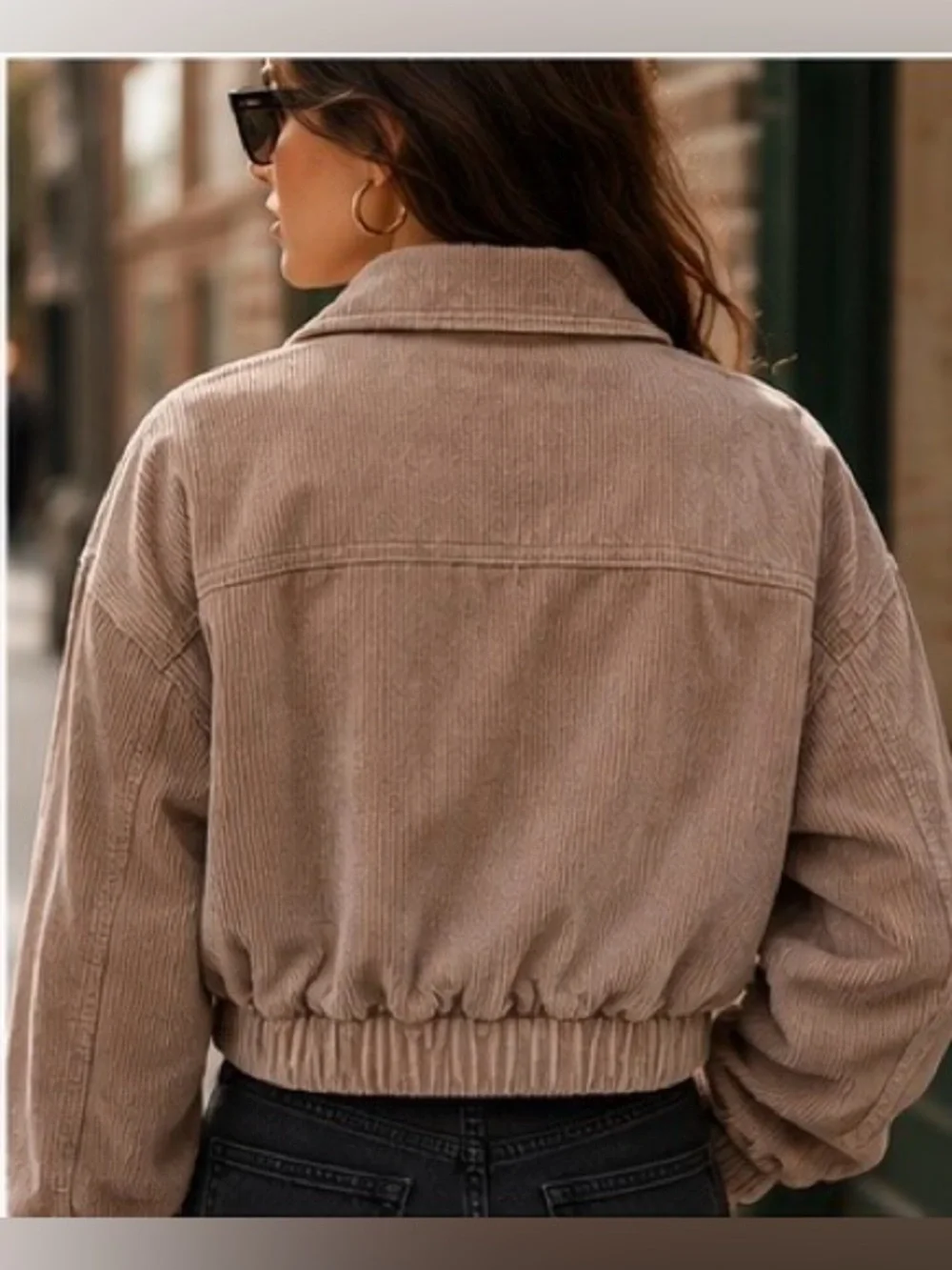 ✨BDG Urban Outfitters Cropped Corduroy Bomber Jacket • Taupe Beige✨ - Picture 3 of 5